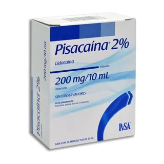 Pisacaína 2% Lidocaína 200mg/10ml C/10 Ampolletas Pisa