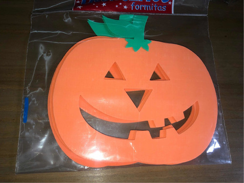 Pack X4 Aplique Calabaza Tallo Halloween 21 Cm Goma Eva 