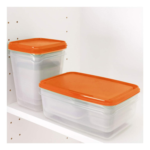 Set 17 Tuppers Contenedores De Alimentos Multitamaño Colores Naranja