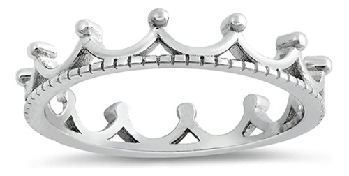 Anillo De Plata De Ley 925 Con Corona Oxidada Tiara Royal Qu