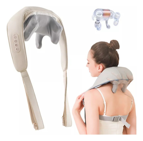 Masajeador Eléctrico Cuello Hombro 3 Velocidades Recargable Color Blanco