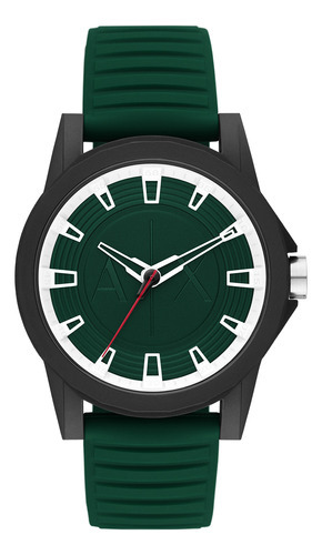 Pulseira de relógio masculina Armani Exchange Ax2522 Street, cor verde, moldura, cor de fundo preta, cor de fundo verde