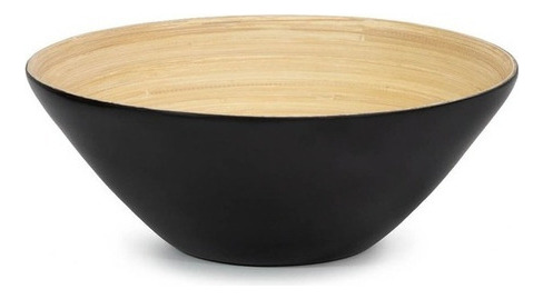  Bowl Ensaladera De Fibra De Bambú Cónica 33cm Color Negro