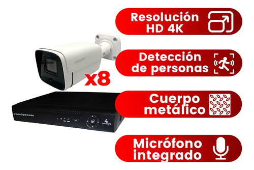 Kit Cctv Vigilancia Seguridad 8 Cámaras Ip Video Hd 4k Nvr