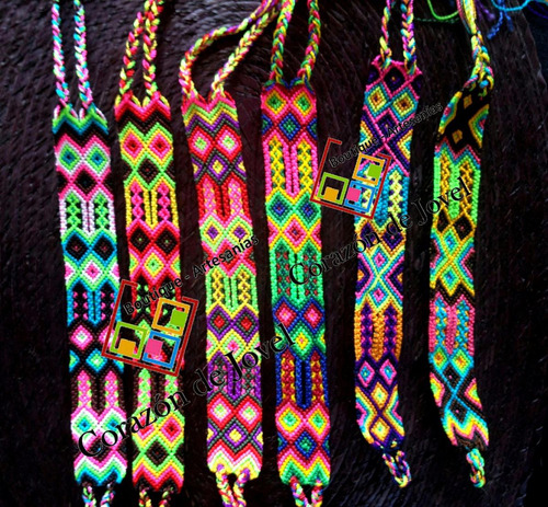 Paca/lote 48 Pulseras Artesanales De Hilos De Chiapas 2.5cm