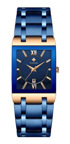 Reloj Wwoor De Cuarzo Para Hombre Modelo 8858ae Blue Gold