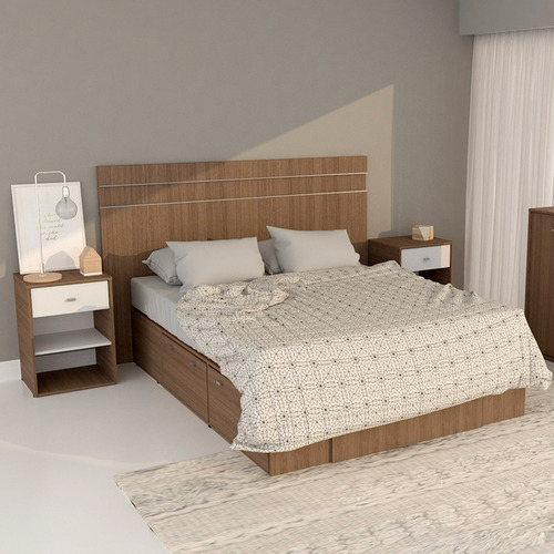 Respaldo Sommier Nature Mosconi 2 Plazas Melamina 1,80 Mts. Color Carvalho Mezzo