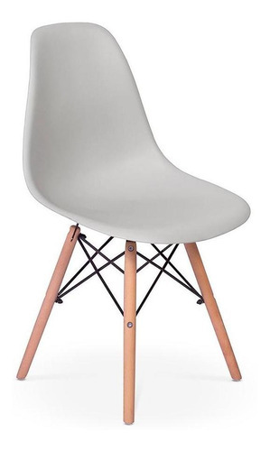 Kit Mesa Jantar Eiffel 80cm Branca + 4 Cadeiras Eames Eiffel Cor Cinza