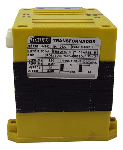 Transformador De Comando Encapsulado 220/24v Potencia 60va