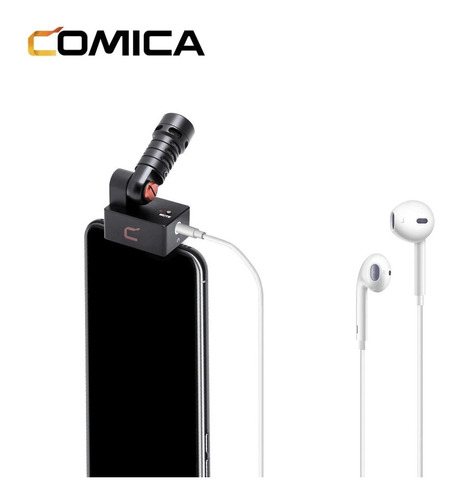 Micrófono para smartphone Shotgun Comica CVM-VS09TC Android USB-C, color negro