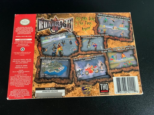 Road Rash 64 N64 Sin Manual (Usado)