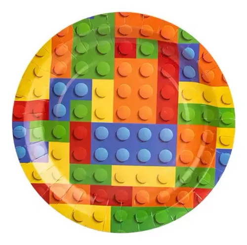 comprar Platos 10uds. Cumpleaños Diseño Bloques Construccion Armar