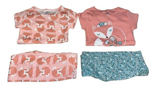 Set De 4 Piezas Pijama Carters Para Niña Manga Larga