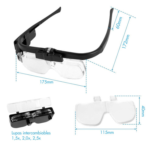 Lentes Lupa Luz Led Para Extensión De Pestañas,microblading