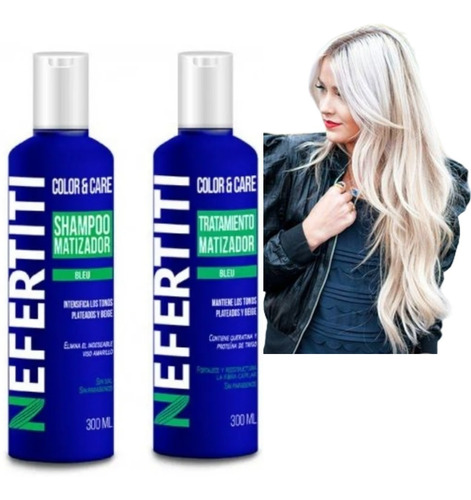 Shampoo + Tratamiento Matizador Bleu Nefertiti 300ml