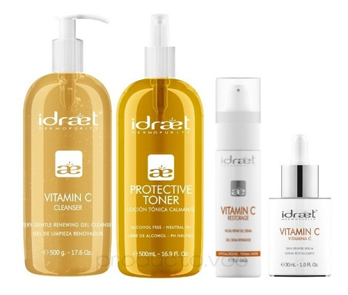 Kit Limpieza Facial Antioxidante Vitamina C Idraet X4 Unid.