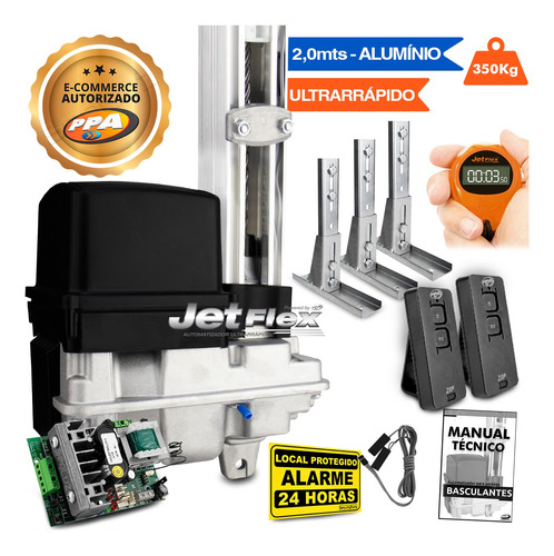 Kit Motor Ppa Bv Home Jet Flex 2m 3 Suportes Portão 350kg 