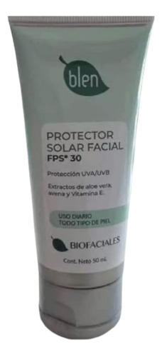 Protector Solar Facial C/áloe Vera Avena Y Vitamina E Blen