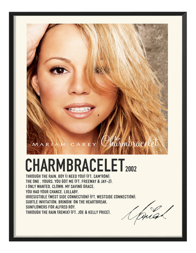 Poster Mariah Carey Album Tracklist Charmbracalet 45x30