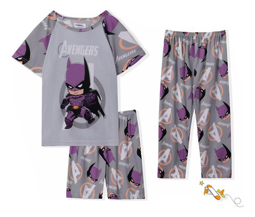 Pijama Infantil Playera, Pantalón Y Short Caricaturas Fresca