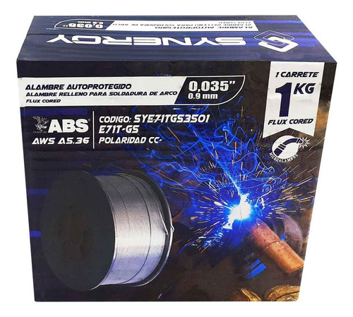 Soldadura Microalambre Flux Core 0.035 9mm 1kg Uso Sin Gas Plateado
