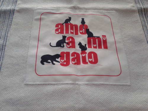 Bolsa De Algodon Estampada Con Bolsillo Amo A Mi Gato