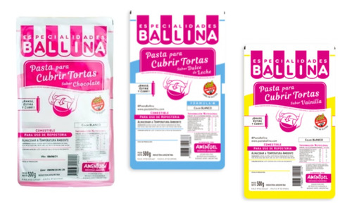 Pasta Ballina 500 Gr Vainilla/chocolate Para Cubrir Torta 