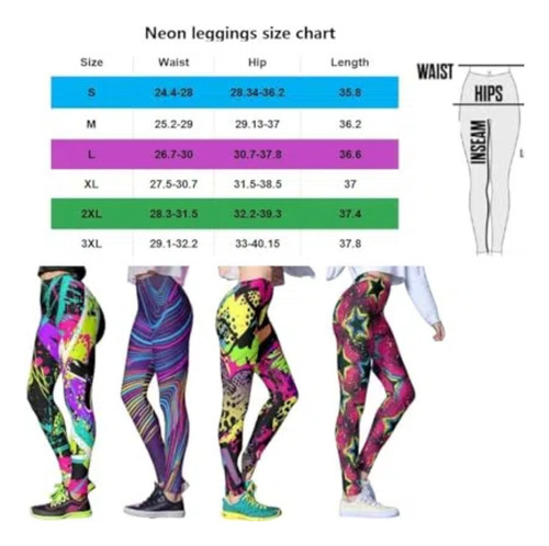 Leggings De Color Neón Para Mujer De Los 80