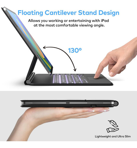 Teclado Magnético Touch Backlit Para iPad Pro 12.9 6gen M2