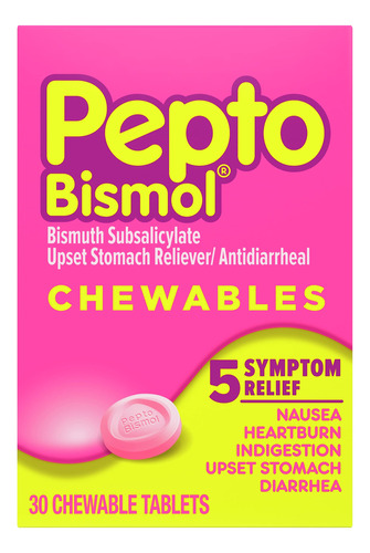 Pepto Bismol Tabletas Masticables De Pepto-bismol, 30 Ct,