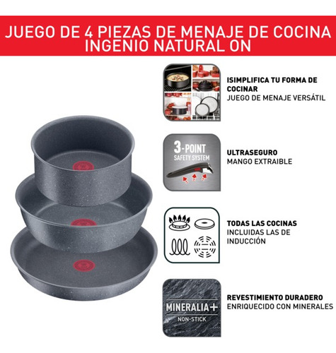 Set 4 Pzs Ingenio Natural On, T-fal L7669402