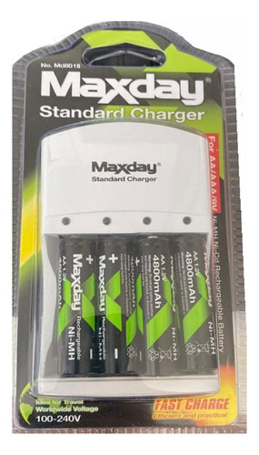 Kit 4 Cargador Baterías Aa Aaa 9v + 4 Recargables Aa