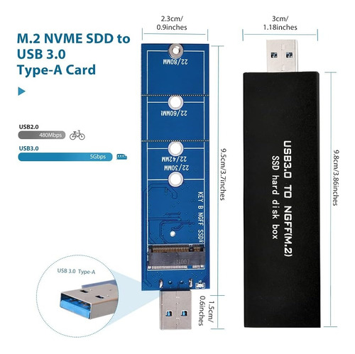 Adaptador M.2 Sata A Usb 3.0, Azul