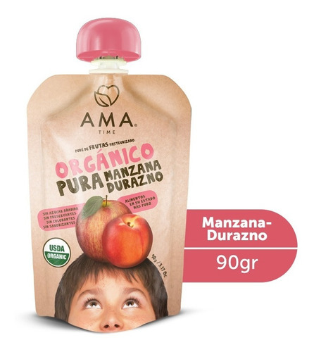 Ama Puré/compota  Manzana Durazno Orgánico 90g