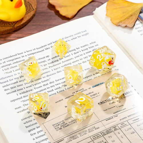 Kathfly 14 Dados De Patos De Goma, Juego De Dados Poliédrico