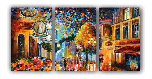 Cuadro Decoración Paisaje Ciudad Arte De 3 Piezas 