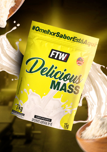 Delicious Mass Hipercalórico Refil 3kg Sabor Wheyzinho - FTW