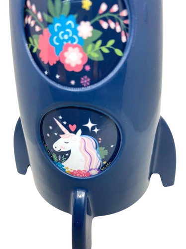 Garrafa Escolar Água Foguete Infantil 320ml Plasútil Girar Cor Unicornio