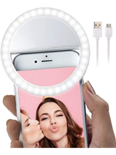 Anillo De Luz Selfie Con Clip Para Celular Recargable Usb