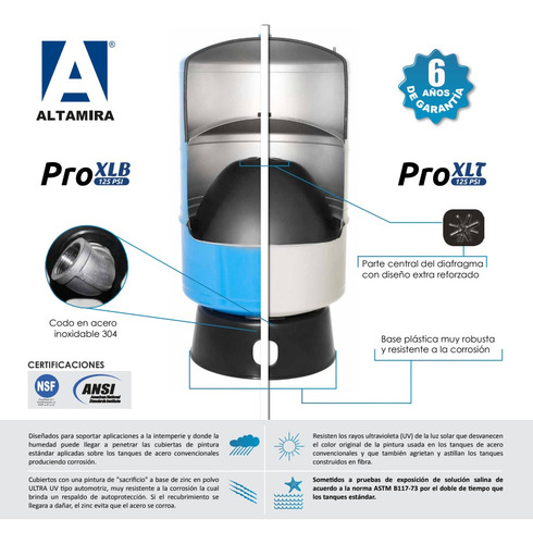 Tanque Hidroneumático Altamira De Diafragma 65 Gal. Pro Xlb