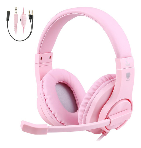 Auriculares Gamer Blue Fire Bass Over Ear Pink