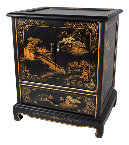 Muebles Orientales - Mesa Auxiliar Japonesa, Paisaje Negro