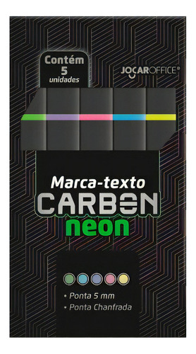 Marca Texto Carbon Neon Estojo C/5  Cores Jocar Office