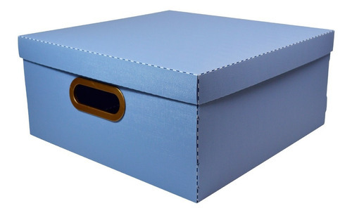 Caja Organizadora Cuadrada Plástica Símil Lino 35x35x16 Color Azul claro