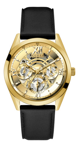 Reloj De Pulsera Hombre Striker Marca Guess Correa Negro2 Bisel Azul Fondo Azul