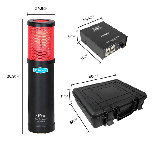 Microfone Condensador De Tubo Alctron Cs95 C/ Módulo