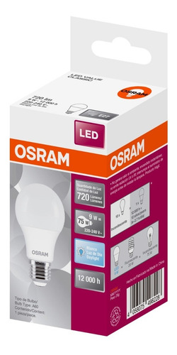Imagen 4 de 6 de Lámpara Foco Led Osram Luz Fría 9w=75w Pack X 50
