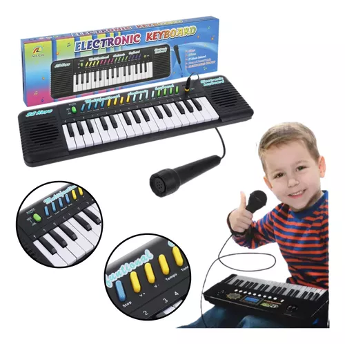 Piano Teclado Musical Infantil Microfone Educativo Karaoke