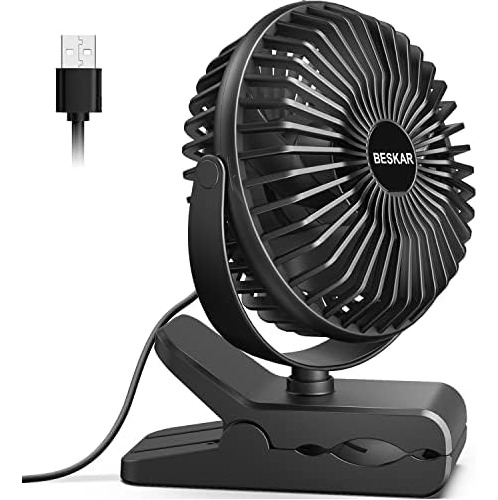 Beskar Ventilador Pequeño Con Clip, Ventilador Usb De 3 Velo