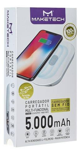 Carregador Portátil 2 Em 1 Usb E Indução Btw501 - Maketech 